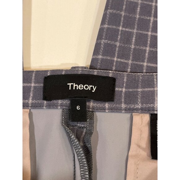 Theory Womens Gray Windowpane Check Slim Fit Pants Size 6 - Tailored Trousers Wi - Picture 6 of 10